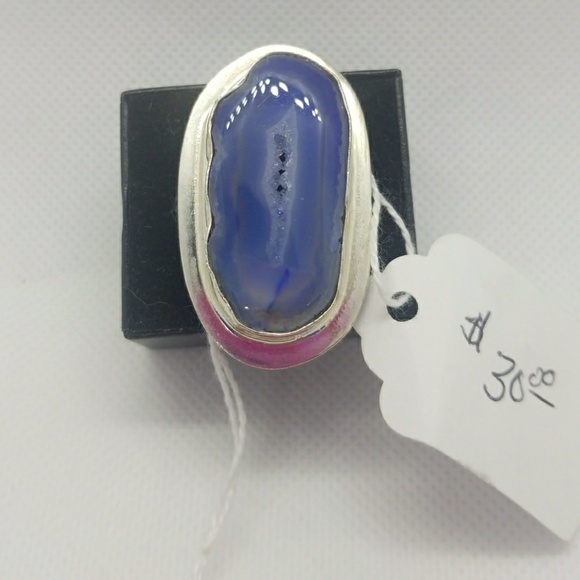 Jewelry - Bold blue Druzy 925 Sterling ring